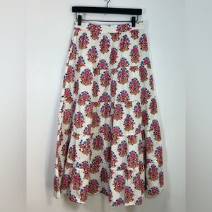 Boden Nadia poplin Floral Maxi Skirt - Pink and Cream